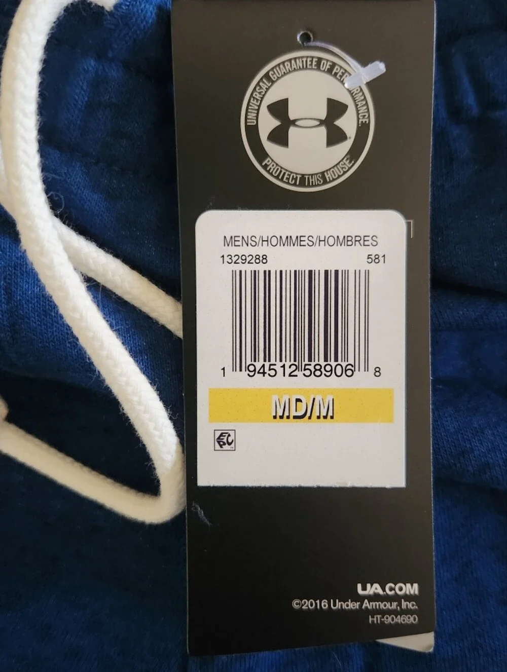Men's NWT Under Armour Blue Drawstring Cotton Blend Shorts Size Medium